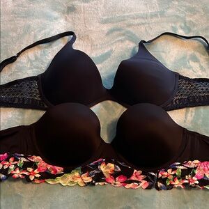 Victoria's Secret Black and Floral Bra Duo